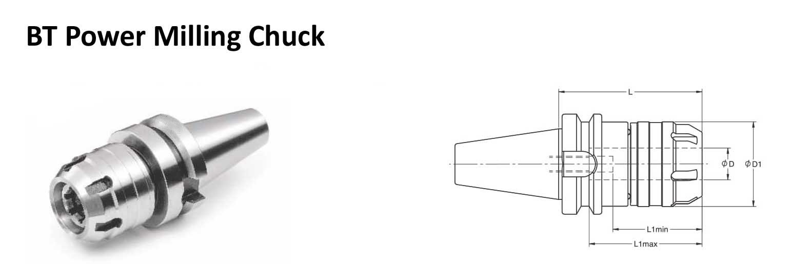 BT30 C 0.750 - 3.15 Power Milling Chuck (Balanced to 2.5G 25000 rpm)